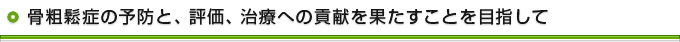 骨粗鬆症の予防と、評価、治療への貢献を果たすことを目指して